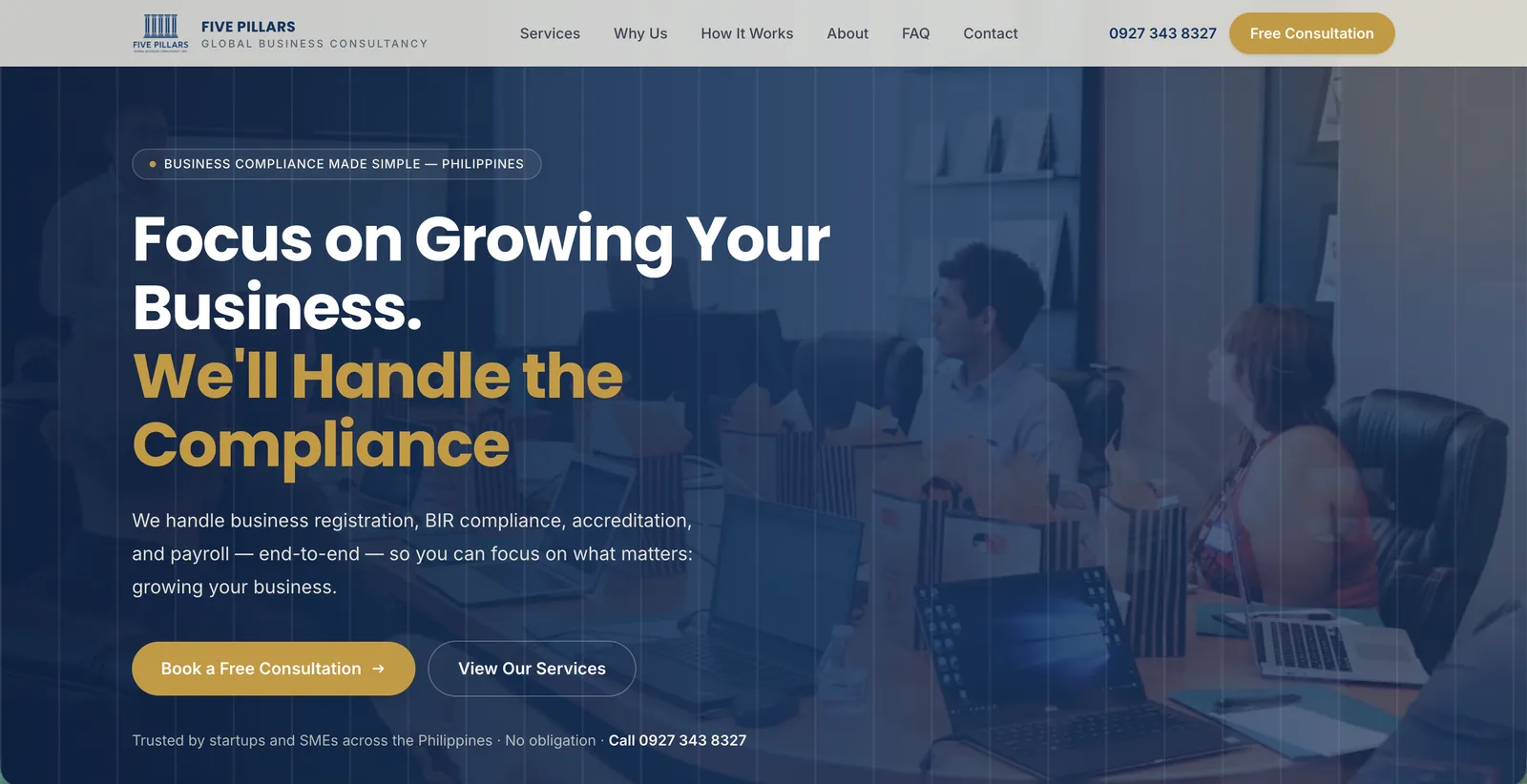 Five Pillars Global Business Consultancy website