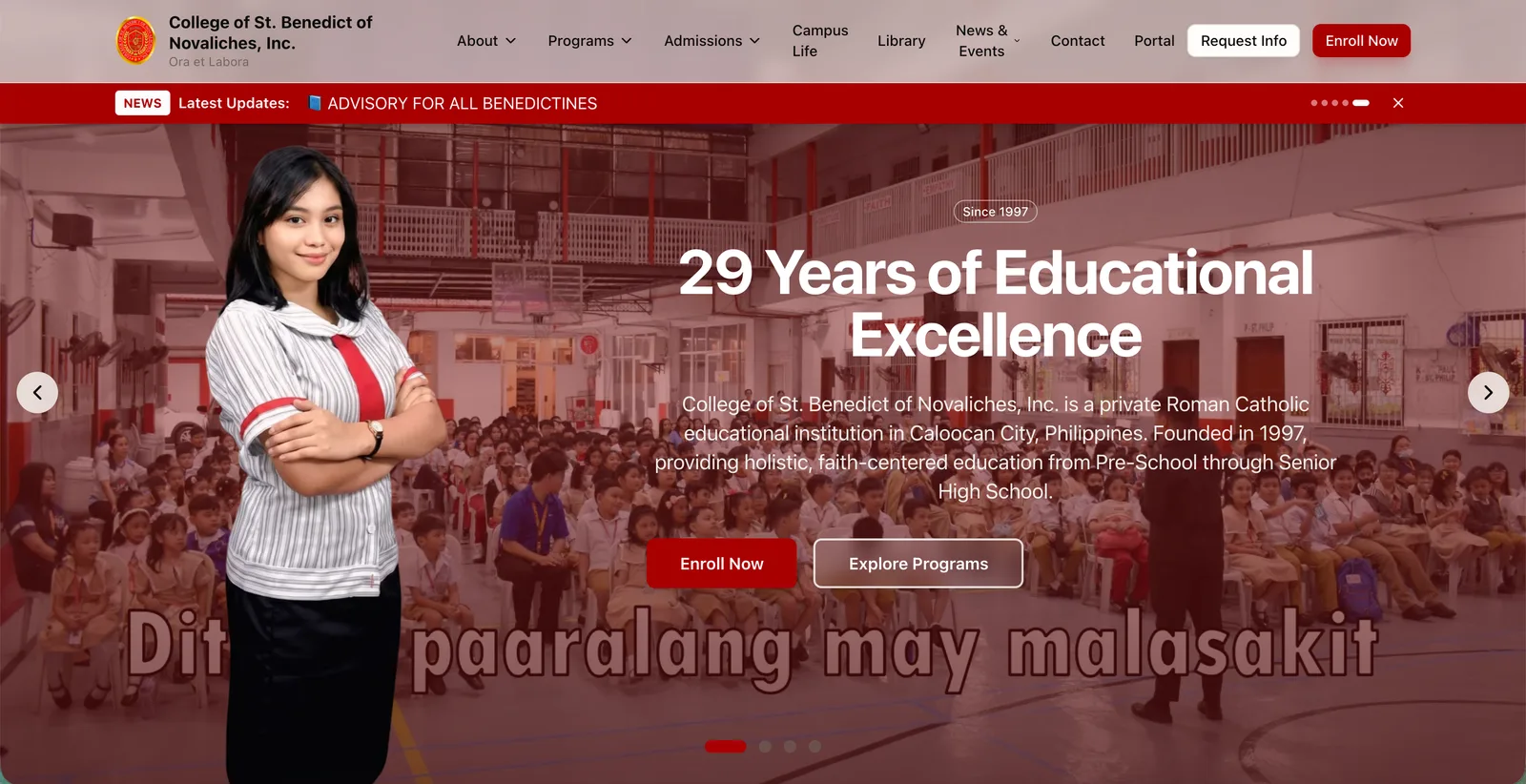College of St. Benedict of Novaliches website