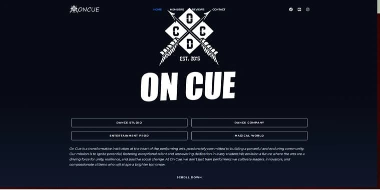 OnCue Dance Studio website
